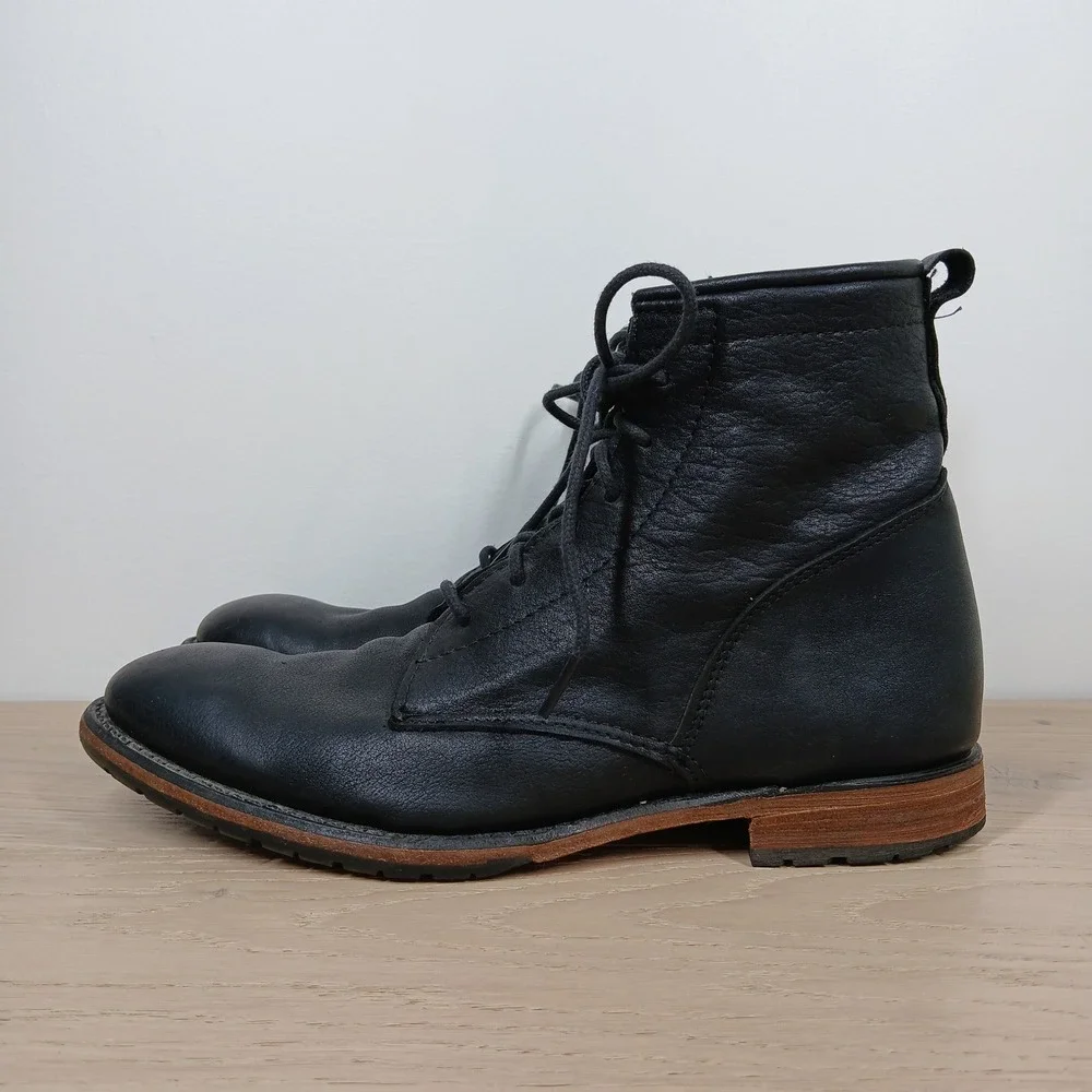 Walk-Over Vintage Collection Boots Men's 8.5 Black Leather Lace Up Ankle